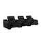 Homeroots 129" Black Italian Leather Reclining USB Sofa 632885 - alternate 1
