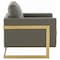 Leisuremod Lincoln Leather Accent Armchair with Gold Frame, Grey LA31GR-L - alternate 4