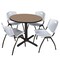 Regency Round Cain Breakroom Table W/ 4 M Stack Chairs, 42 in W, 42 in L, Noble Oak TB42RNDNO47GY - alternate 1