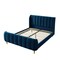 Homeroots Navy Blue Solid Wood King Tufted Upholstered Velvet Bed Frame 544855 - alternate 6