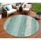 Homeroots 8' Pale Aqua And Teal Blue Round Striped Washable Indoor Outdoor Area Rug 617850 - alternate 1