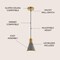 Jonathan Y Apollo 6" 1-Light Mid-Century Modern Iron LED Pendant, Gray/Brass Gold JYL6131C - alternate 6