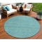 Homeroots 8' Aqua And Teal Blue Round Striped Washable Indoor Outdoor Area Rug 615646 - alternate 1