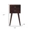 Homeroots 22" Dark Brown Solid Wood Square Two Drawer Nightstand 651829 - alternate 8