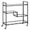 Homeroots Black Steel And Glass Rolling Bar Cart 530449 - alternate 4