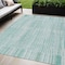 Homeroots 5' X 8' Turquoise And Pale Aqua Striped Washable Indoor Outdoor Area Rug 631570 - alternate 1