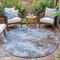 Homeroots 8' Brown And Sky Blue Round Abstract Washable Indoor Outdoor Area Rug 631965 - alternate 5