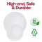 Smarty Had A Party 7.5" White w/Silver Rim Organic Round Disposable Plastic Appetizer/Salad Plates (120 Plates), 120PK 937WHS-CASE - alternate 4