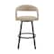 Homeroots 30" Beige and Black Faux Leather and Iron Low Back Bar Height Swivel Bar Chair 569181 - alternate 6