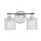Jonathan Y Spaulding Vintage 13" 2-Light Iron/Chevron Pattern Glass Farmhouse Cottage LED Vanity Light, Chrome JYL3549A - alternate 1