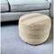 Homeroots 18" Ivory And Brown Cotton Blend Round Striped Pouf Ottoman 551566 - alternate 1