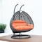Leisuremod Charcoal Wicker Hanging 2 person Egg Swing Chair with Orange Cushions ESCCH-57OR - alternate 7
