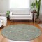 Homeroots 8' Artichoke Green Ivory And Coral Round Floral Washable Indoor Outdoor Area Rug 604763 - alternate 3