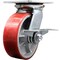 Service Caster 6 Inch Heavy Duty Red Poly on Cast Iron Caster with Ball Bearing and Brake SCC SCC-35S620-PUB-RS-SLB - alternate 1