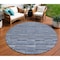Homeroots 8' Navy Blue And Denim Blue Round Striped Washable Indoor Outdoor Area Rug 587910 - alternate 1
