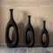 Uniquewise Set of 3 Frosted Black Fiberglass Tall Floor Vase - Decorative Vase for Modern Home Decor QI004676.3 - alternate 7