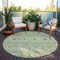 Homeroots 8' Sage Ivory And Teal Blue Round Geometric Washable Indoor Outdoor Area Rug 612168 - alternate 5