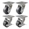 Hyw Products Heavy Duty Caster Set 4in Rubber on Cast Iron Wheels, 2 Swivel & 2 Swivel with Brake, 4PK 40-40S-A1-RC-2,40-40S-A1-RC-TB-2 - alternate 1