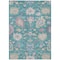 Homeroots 5' X 8' Teal Blue Pink And Ivory Floral Washable Indoor Outdoor Area Rug 605338 - alternate 3