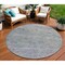 Homeroots 8' Plum And Silver Round Oriental Washable Indoor Outdoor Area Rug 631133 - alternate 1