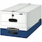 Bankers Box File Box, Corrugated Fiberboard, 12 in W, 24 in D, 10 in H, String & Button Closure, Blue, White 00011 - alternate 1