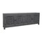 Homeroots 86" Dark Gray Carved Floral Distressed Solid Wood Enclosed Storage TV Stand 558159 - alternate 7