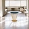 Homeroots 48" Clear And Gold Glass And Stainless Steel Pedestal Base Round Top Dining Table 569438 - alternate 4