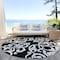 Homeroots 8' Black And Ivory Round Damask Washable Indoor Outdoor Area Rug 614409 - alternate 6