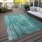 Homeroots 10' X 14' Teal Blue Aqua And Gray Striped Washable Indoor Outdoor Area Rug 577270 - alternate 7