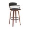 Armen Living Willow 25.5in Swivel Walnut Wood Counter Stool in Black Faux Leather with Golden Bronze Metal LCWIBAWABLK26 - alternate 1