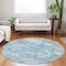 Homeroots 8' Sky Blue And Denim Blue Round Abstract Washable Indoor Outdoor Area Rug 609578 - alternate 6