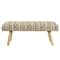 Homeroots 47" Black Cream and Natural Geo Stripe Cotton Blend Upholstered  Bench 548256 - alternate 6