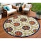 Homeroots 8' Navy Blue Beige Green Blue And Red Round Floral Indoor Outdoor Area Rug 546784 - alternate 7