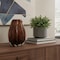 Homeroots 8" Burnt Umber Glass Textured Wavy Table Vase 574424 - alternate 7
