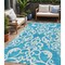Homeroots 5' X 8' Turquoise And Ivory Damask Washable Indoor Outdoor Area Rug 614468 - alternate 1