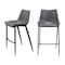 Homeroots Set of Two 30" Dark Gray And Black Faux Leather And Steel Bar Height Bar Chairs 555676 - alternate 4