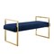 Homeroots 48" Navy Blue and Gold Velvet Upholstered Bench 530650 - alternate 7