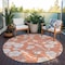 Homeroots 8' Coral Ivory And Gray Round Floral Washable Indoor Outdoor Area Rug 599876 - alternate 3