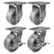 Hyw Products Heavy Duty Caster Set 5in Steel Wheels, 2 Rigid & 2 Swivel with Brake, 4PK 40-50R-A1-SS-2,40-50S-A1-SS-TB-2 - alternate 1