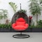 Leisuremod Charcoal Wicker Hanging Egg Swing Chair with Red Cushions ESCCH-40R - alternate 6