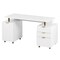 Homeroots 57" White Wood and Stainless Steel Computer Desk With Three Drawers 723772 - alternate 6