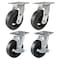 Hyw Products Heavy Duty Caster Set 6in Rubber on Cast Iron Wheels, 2 Swivel & 2 Swivel with Brake, 4PK 40-60S-A1-RC-2,40-60S-A1-RC-TB-2 - alternate 1