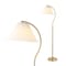 Jonathan Y Devon 60.5" Modern Glam Metal Arc LED Floor Lamp with Pleated Shade, Brass Gold/White JYL1148A - alternate 1