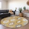 Homeroots 8' Gold Ivory And Taupe Round Southwestern Washable Indoor Outdoor Area Rug 615130 - alternate 4
