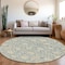 Homeroots 8' Sky Blue And Beige Round Floral Washable Indoor Outdoor Area Rug 603451 - alternate 9