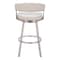 Homeroots 31" White And Silver Faux Leather And Stainless Steel Bar Height Swivel Bar Chair 555768 - alternate 6
