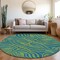 Homeroots 8' Green And Teal Blue Round Animal Print Washable Indoor Outdoor Area Rug 600674 - alternate 5