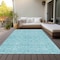 Homeroots 10' X 14' Teal Blue And Navy Blue Geometric Washable Indoor Outdoor Area Rug 613595 - alternate 4