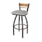 Holland Bar Stool Co Revelle 30in Swivel Bar Stool with Bronze Finish, Medium Back and Canter Folkstone Grey Seat 881 - alternate 1