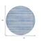Homeroots 8' Sky Blue And Ivory Round Striped Washable Indoor Outdoor Area Rug 631517 - alternate 4
